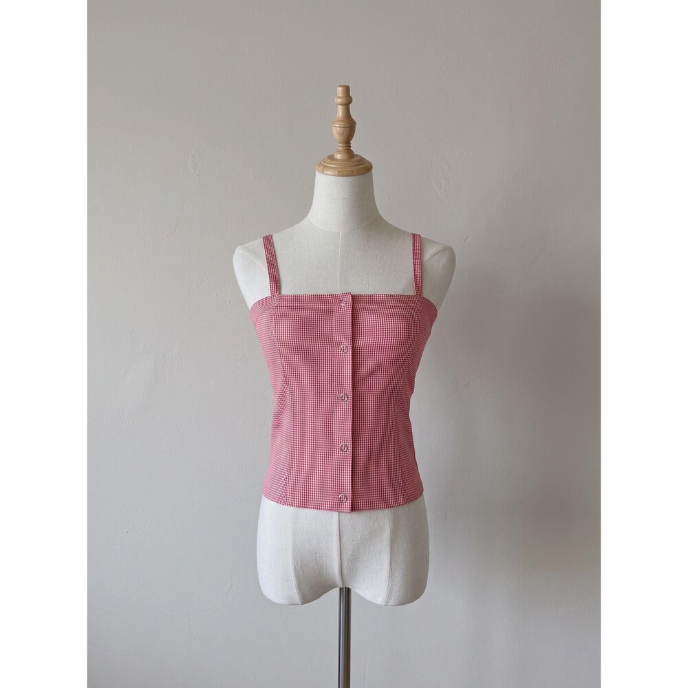 Ralph Ralph Lauren c. 1990s Snap-Front Tank in Candy Apple Red Gingham | S